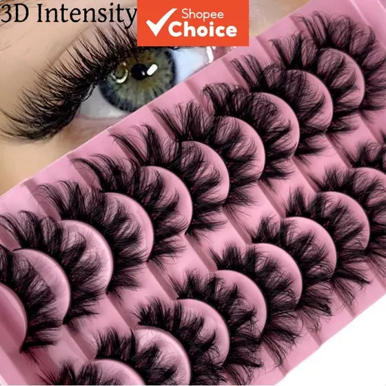 Conjunto De Cílios Postiços 10 Pares De Simulação Encaracolada Natural Espessa Para Iniciantes Reutilizáveis
