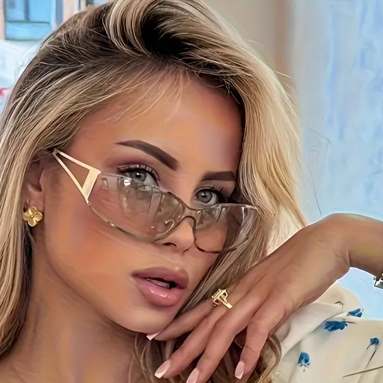 Óculos De Sol Femininos Com Armação Prateada Moda Uv400