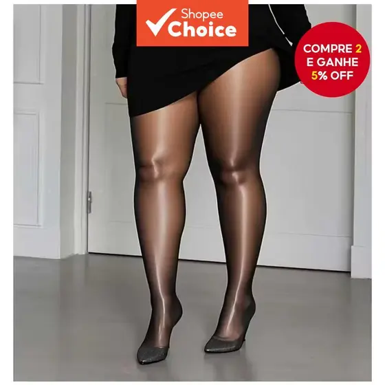 Meia-Calça Brilhante De Metal Líquido – De Pele Com Óleo De Alto Brilho (2 Pares : Preto E Nude)