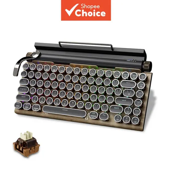 Teclado Mecânico Retrô para Laptop, iPad, Teclado de Tablet RGB, Teclado Mecânico Sem Fio Hot Swappable