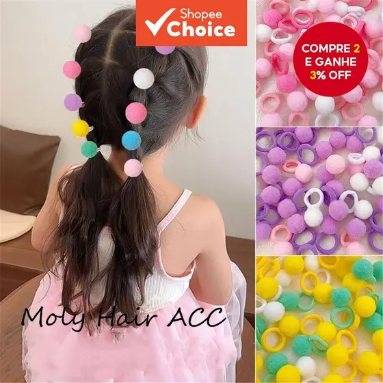 Laços De Cabelo Coloridos Pom Para Meninas , Faixas Elásticas Super Fofas De Alta Elasticidade , Acessórios Diários De B