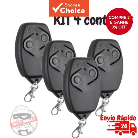kit De Unidade De Controle Remoto De Portão Rossi 433 Mhz (3 Unidades)