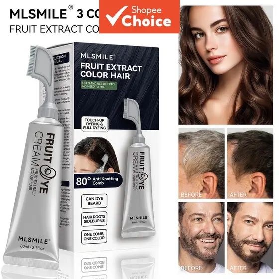 Creme de Coloração Capilar com Extrato de Frutas MLSMILE 80ml, Penteado Fácil, Tintura Permanente, Sem Irritação, Cobre