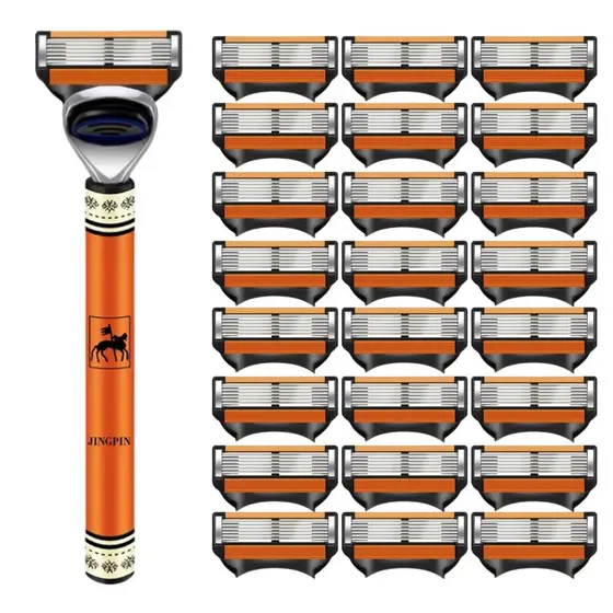 Conjunto de Barbeador de Seis Camadas Seguro, Barbeador Masculino de Alta Qualidade, Lâmina de Aço Inoxidável Afiada,