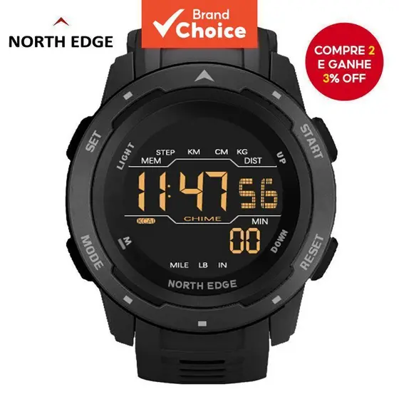 Relógio à prova de choque North Edge Mars, original, à prova d'água 50m, esportivo digital para atividades ao ar livre