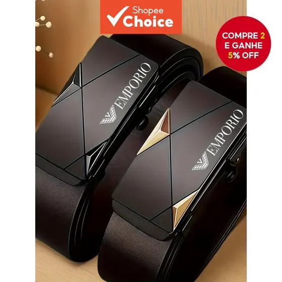 Cinto Automático Masculino Com Fivela De Catraca , Pulseira De Couro Durável Ajuste De Uma Mão , Acessório De Moda Casua