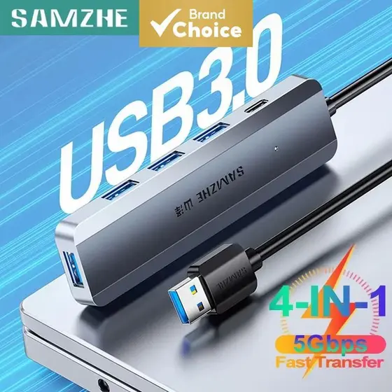 SAMZHE USB C HUB 4 Portas Tipo C Adaptador USB 3.0 5Gbps Divisor USB HUB Para Macbook Air Pro iPad Laptop Desktop PC