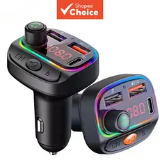 Transmissor FM MP3 para Carro Carregador Veicular Tipo C Bluetooth 5.3 Chamada em Viva-Voz Super Rápido Adaptador de