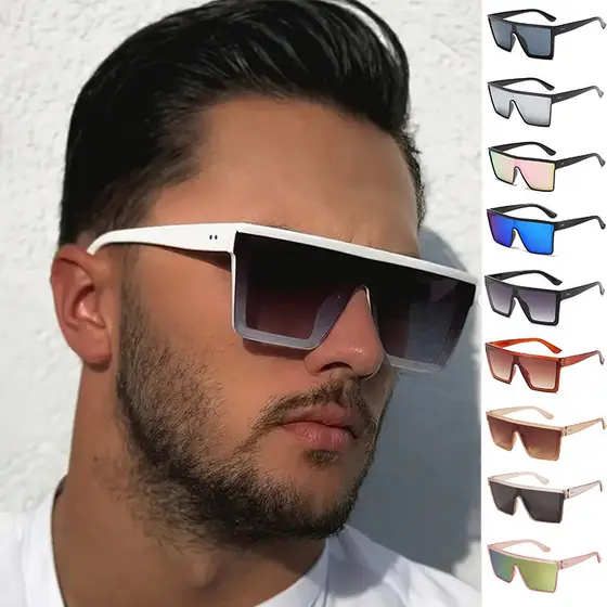 Óculos de sol de armação grande, moda unissex, proteção solar e UV, estilo retrô.