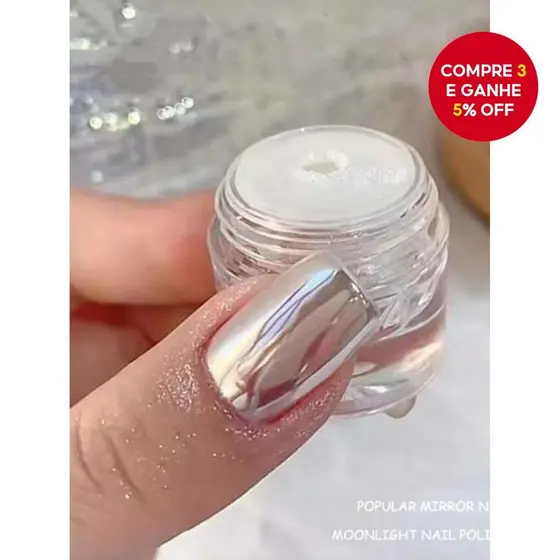 Pó de Unha Pérola 1 Caixa, Design de Unha de Noiva Casamento, Efeito Espelhado, Pó de Fada DIY (Espelho Luar Prateado),