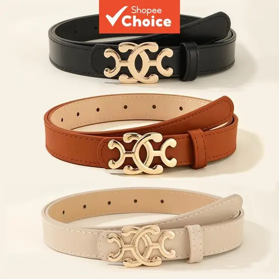 Cinto feminino liso com fivela de pressão: 3 peças, leve, confortável e sem aperto. Ideal para marcar a cintura com
