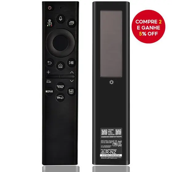 Controle Remoto de Voz Bluetooth Solar para Smart TVs Samsung