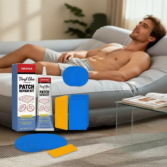 Kit Avançado de Reparo para Colchão Inflável: 60ml de Cola, 10 Remendos & Raspador