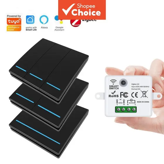 Interruptor Inteligente Para Controle Sem Fio Tuya Zigbee , Necessidade De Fiação , Funciona Com Alexa , Por Aplicativo