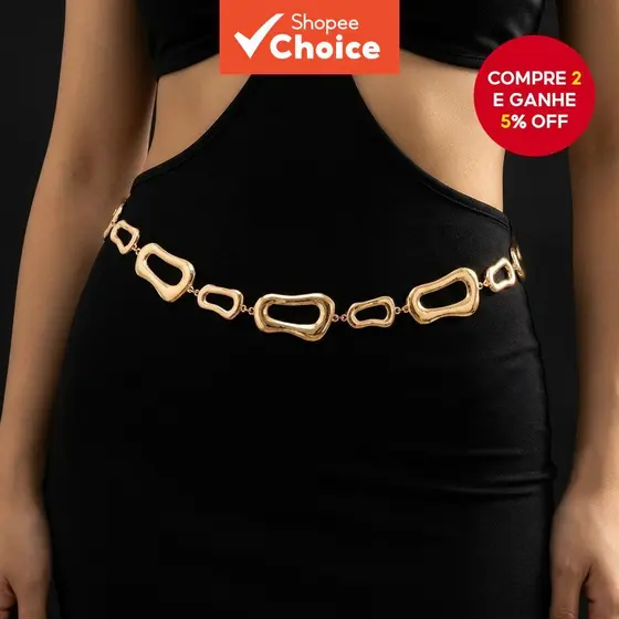 Cinto feminino Y2K geométrico irregular versátil, ideal para combinar com vestidos, calças e saias no estilo americano