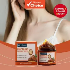 Pasta de Sabão de Chuveiro Marroquino 100g com Óleo de Argan - Limpeza Profunda Tradicional de Hammam, Esfoliante e