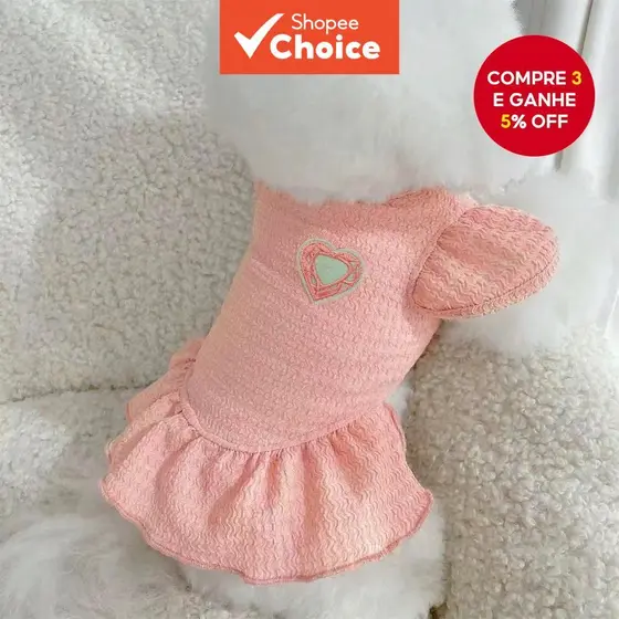 Vestido Estilo Princesa Para Animais De Estimação , Coração , Recorte , Orelhas , Design , Babado , Bainha , Roupa Casua