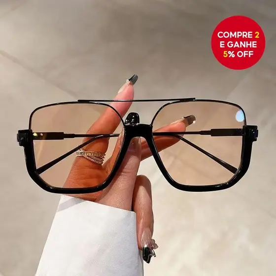 Clássico Feminino Meia Armação Óculos de Sol Dupla Haste Vintage Proteção UV400 Moda Eyewear