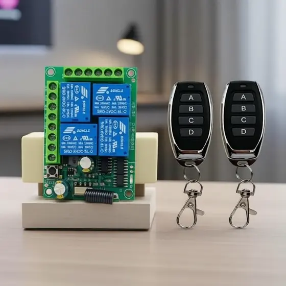 DC 12V 4 Canais 433MHz Controle Remoto RF de Relé para Motor de Portão de Garagem, Modos