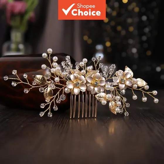 Pente De Cabelo De Noiva Pérola Strass Cristal Acessórios Para Cabeça De Casamento Mulheres
