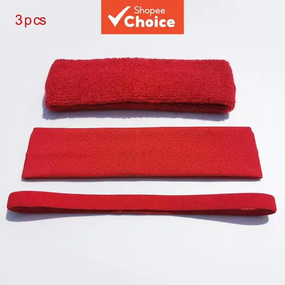 Conjunto De Faixa De Cabeça Esportiva De Malha – 3 Peças , Antiderrapante , Absorvente De Suor , Larga , Fina , Fitness