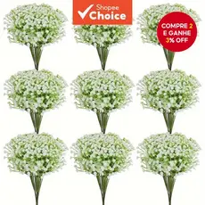 30 peças de flores artificiais brancas Gypsophila de toque real para arranjos de casamento e festas