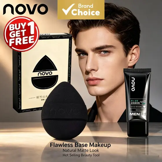 NOVO Compre 1 Leve 1 Conjunto de BB Cream Masculino com Esponja Dupla Face, Creme Tonalizante Natural, Longa Duração à