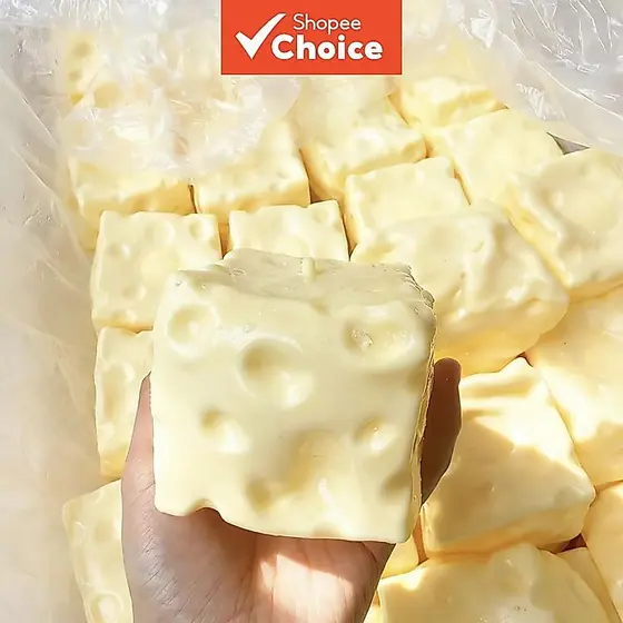 Jumbo Queijo Cubo Squeeze Bola Shapeable Não-Bounce Brinquedo Fidget ASMR Sensorial Anti-Stress Presente Natal
