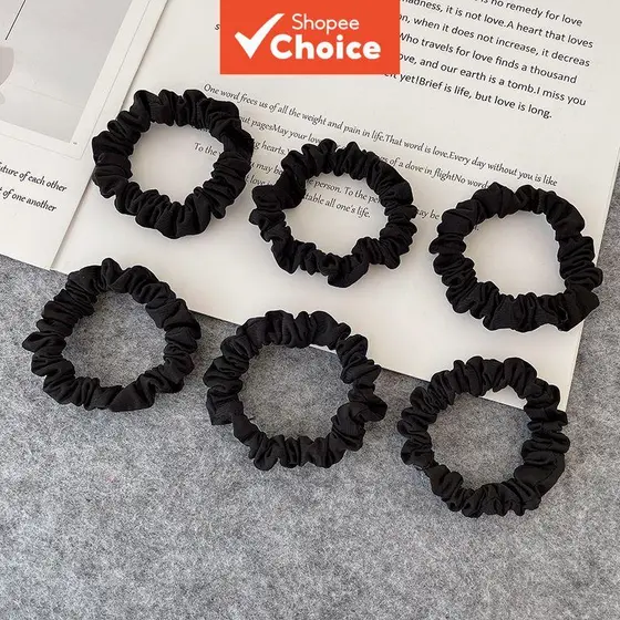 Conjunto De Gravata De Cabelo De Cetim Simples 10 Peças Para Mulheres Faixas Elásticas Pretas Finas E Grossas Anti-Frizz