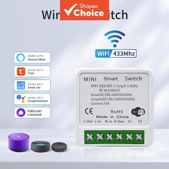 Interruptor Inteligente Axus smart WiFi light switch RF 433MHz Controle Sem Fio Compatível Com Tuya Life APP Funciona Al