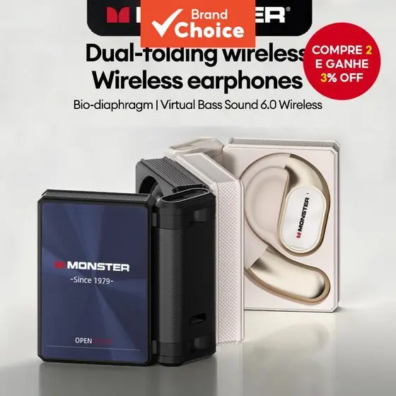 Monster AC530 Fones De Ouvido Design De Condução Aberta Bluetooth Bateria De Grande Capacidade Com Microfone HD Para Sma