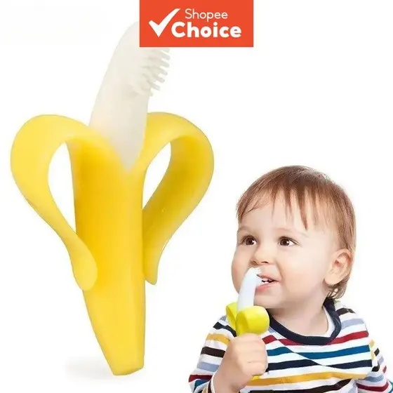 Os 2 Pçs Bebê Silicone Dentição Treinamento Escova De Dentes BPA Livre Forma Banana Seguro Toddle Mordedor Mastigar Brin