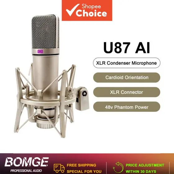 Conjunto Profissional de Microfone Condensador U87 para Gravação em Estúdio, YouTube e Transmissões Ao Vivo