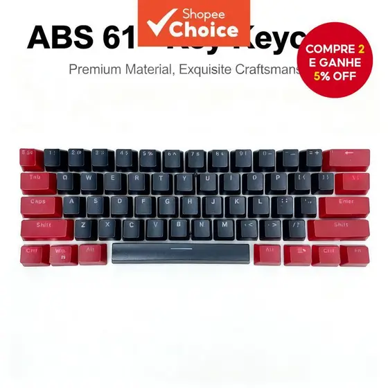Kit de Teclas para Teclado Mecânico Gamer, Camada de Letras, Compatível com Maioria dos 61/64/66/68/84/87/96/98/100/104