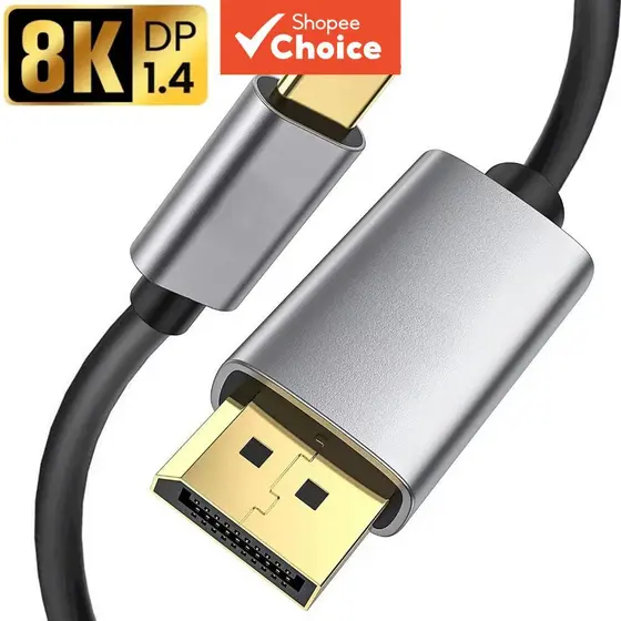 Cabo USB-C para DisplayPort 8K 60Hz, Thunderbolt 4/3, HDR Dinâmico para MacBook e Samsung