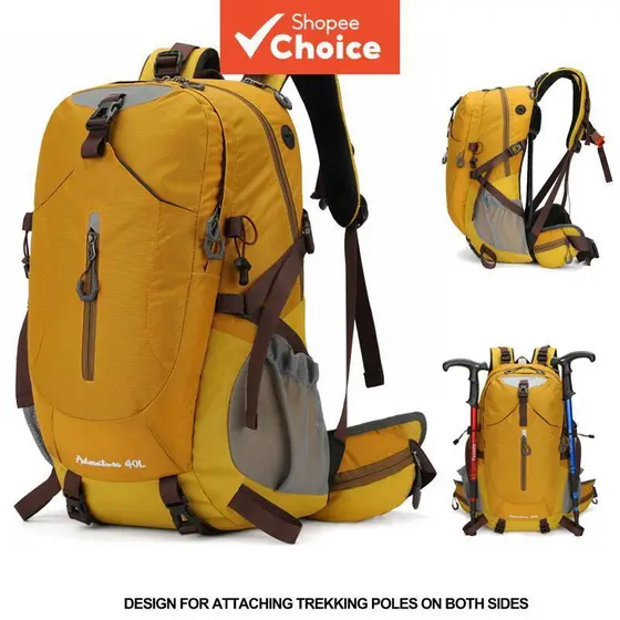 Mochila de trilha ao ar livre 40L, mochila esportiva de grande capacidade, multifuncional com capa de chuva