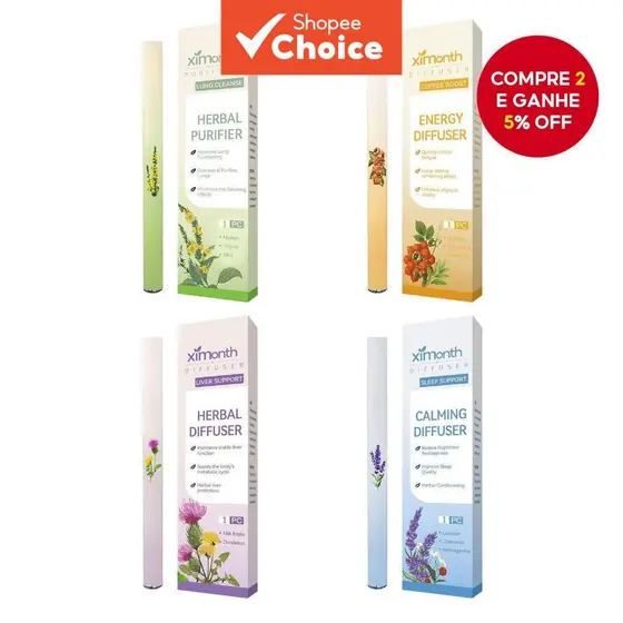 Caneta Difusora De Ervas 4 Aromas Para Energia Diária E Inalador Botânico De Aromaterapia