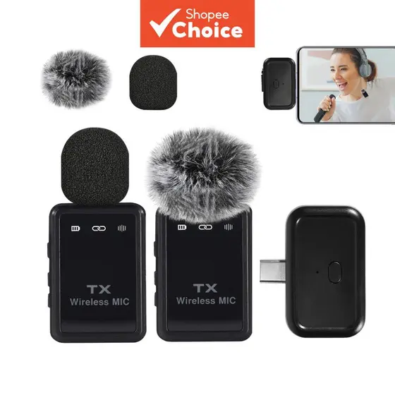 Microfone de Lapela Sem Fio Tipo-C com Cancelamento Inteligente de Ruído para Gravação de Vlog Pro