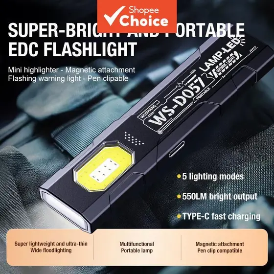 Multi-Funcional Luz De Trabalho LED Magnético Vermelho Azul Piscando Mini Ao Ar Livre Forte Super Brilhante Manutenção L