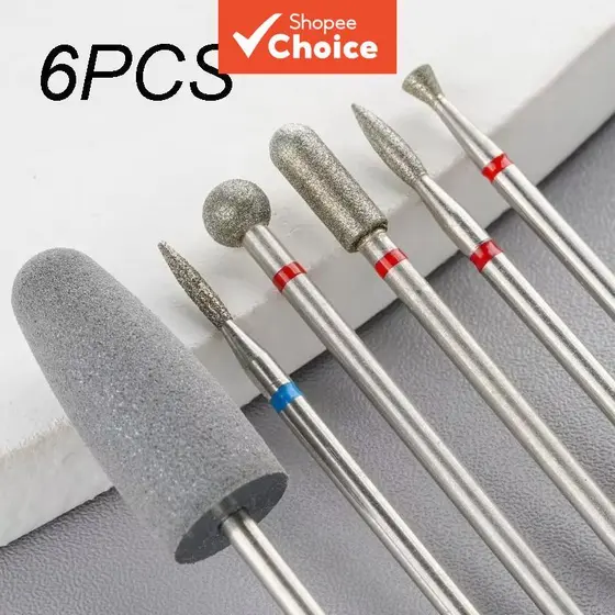 Conjunto de Brocas Diamantadas Pré-Tratamento para Unhas, Haste 3/32 para Limpeza de Cutícula e Remoção de Gel