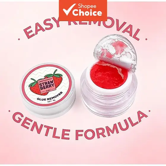 Removedor de cola para cílios Gentle Lash sabor morango, removedor de extensão de cílios Funmix não irritante de ação