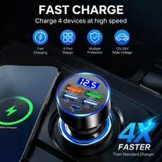 Carregador De Carro Dual USB C Adaptador De Carregamento Rápido Multiportas5 Em 1