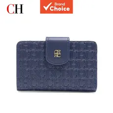 CH Requintado Simples Moda Feminina Carteira Curta Azul Puro Marca De Luxo Carta Estilo Impresso