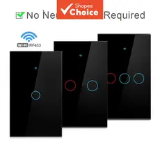 Axus WiFi Interruptor Inteligente 2026 De Toque De Parede 433 RF Sem Necessidade De Fio Neutro Compatível Com Google Hom
