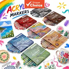 Canetas Marcadoras Acrílicas , 12 Cores , Ponta De Pincel Macio , À Prova D'água , 7 De Pintura , Paleta Para Vidro De R