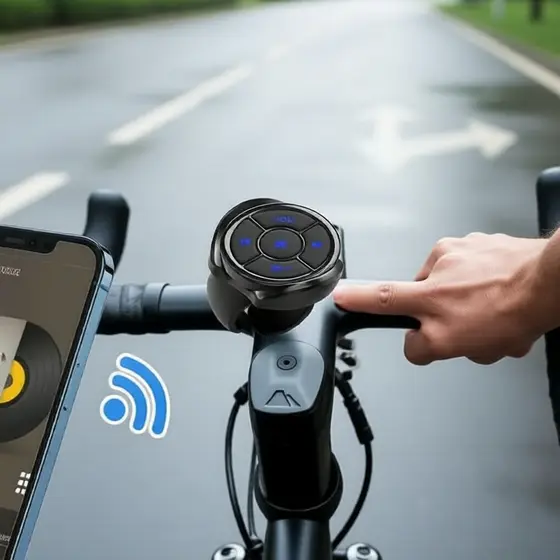Controle Remoto Universal Bluetooth de Volante 5 Botões Sem Fio para Controle de Volume de Mídia Android/iOS