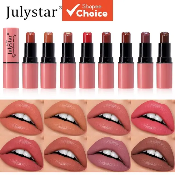 Julystar Conjunto de 8 Batons 2 em 1 com Núcleo Hidratante, Cor de Longa Duração, Aplicação Suave, Ideal para Uso