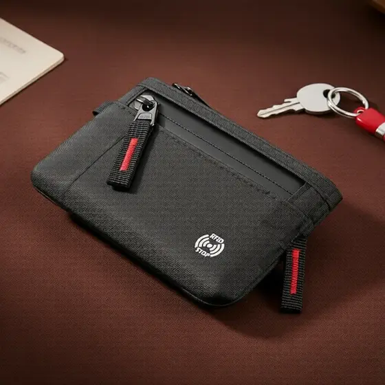 Carteira Masculina à Prova D'água, Proteção RFID, Bolso com Zíper para Moedas e Amplos Compartimentos para Cartões