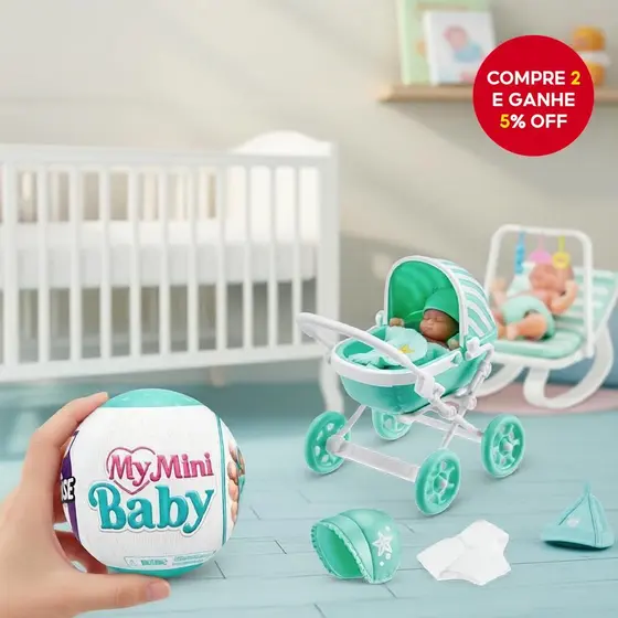 Zuru My Mini Baby Boneca Surpresa Desembrulho Conjunto de Caixa Cega com Manta de Unicórnio e Carrinho de Bebê com