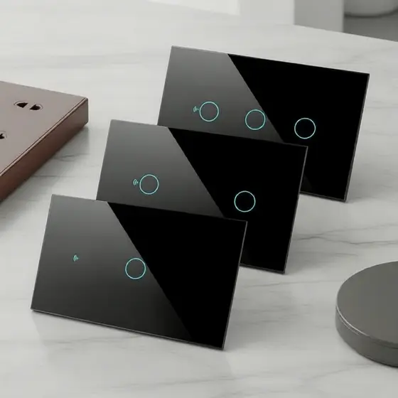 Interruptor De Parede Inteligente Para Tuya US WiFi 1/2/3/4 Gang Touch Panel Suporte Alexa Google
